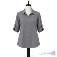شومیز زنانه کرپ بافت‌دار طوسی