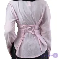 شومیز آستین بلند صورتی پری مدل ساده پشت بندی|10۸