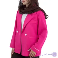 تک کت مازراتی آبی مدل نوشته آستین و چاپ مینیمال پشت کار |114