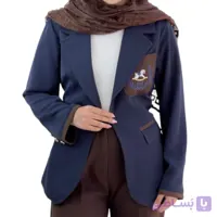 کت تک رنگ موکا پارچه اسلیم مدل گلدوزی مینیمال روی جیب