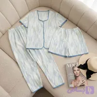 ست بلوز شلوار وارداتی 3 تیکه پنبه کد 2071