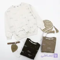 بلوز دخترانه یقه گرد طرح نگینی جنس پنبه سوپر