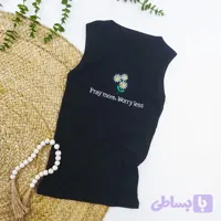 تاپ کبریتی زنانه آستین حلقه ای طرح بابونه