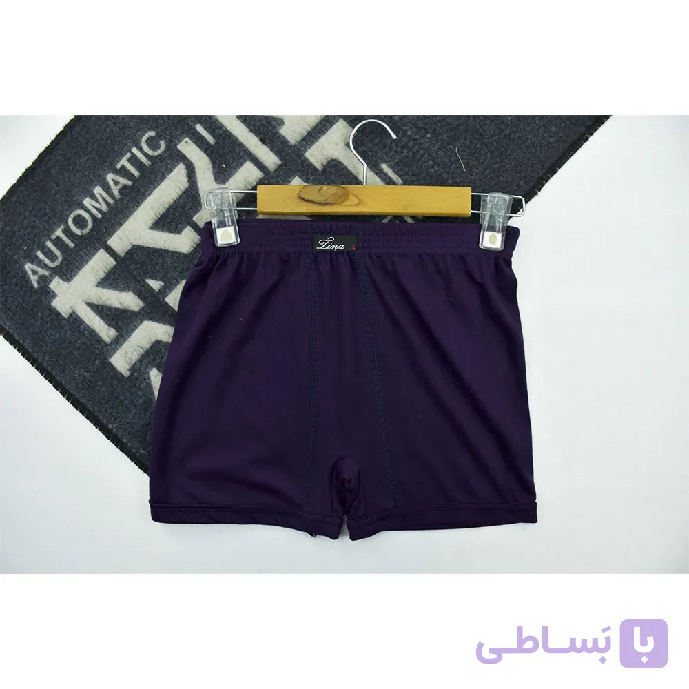 شورت پادار مردانه ساده رنگ بنفش جنس اسپان و پنبه
