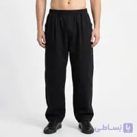 شلوار کتان پنبه حصیری مردانه بگ مشکی روزمره کمر کش