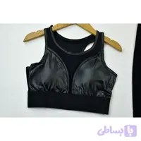 ست زنانه نیم تنه و لگ باشگاهی مشکی چرم مصنوعی تک سایز