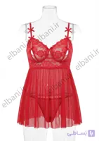 لباس خواب فانتزی آی تن فنردار قرمز کد 4042 با شورت - Sleepwear-ITAN زنانه
