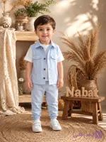 ست پسرانه آسمان 3 تکه | لباس تابستانی کودک نوزادی تا 9 سال