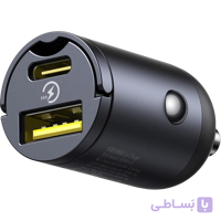 شارژر فندکی دو پورت بیسوس مدل VCHXX-UC توان 30 وات با پورت USB-A و USB Type-C، پشتیبانی از شارژ سریع PD3.0