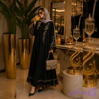 عبای گلدوزی با طرح تور چین دار مدل 220