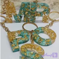 جاکلیدی حروف با سنگ فیروزه و ورق طلا سایز بزرگ