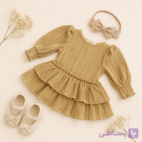 پیراهن مجلسی دخترانه طلایی برند Carters دارای برچب RN کد ۰۵۹