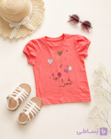 تیشرت دخترانه گلبهی نارنجی،برند TOPOLINO,نخ پنبه،کد ۰۳۳