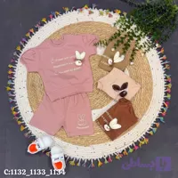 تیشرت شلوارک دخترانه گل‌دوزی طرح‌دار