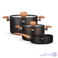 سرویس ۱۲ پارچه گرانیتی تیارا مدل Selin رنگ مشکی
