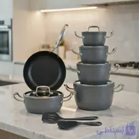 سرویس فورج ۱۳ پارچه گرانیتی تیارا مدل Artia رنگ طوسی