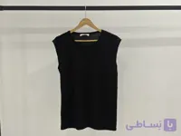 تاپ زنانه مشکی طرح لمه جنس نخ ویسکوز