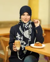 روسری ابریشم توییل مجلسی سرمه ای تیره