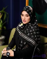 روسری مشکی طرحدار نخی وال ترک باکیفیت طرح برندی