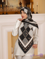 روسری حریر مشکی زنانه در پنج طرح متنوع