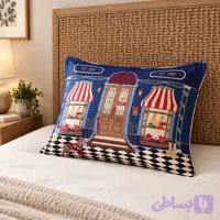 روبالشی ساتن طرح کافه مدل tea shop کد 1375