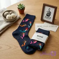 جوراب ساق‌دار پنبه‌ای طرح پری دریایی (سرمه‌ای)