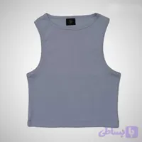 تاپ کراپ زنانه یقه گرد آبی رنگ