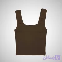 تاپ کراپ زنانه یقه خشتی سرمه ای رنگ