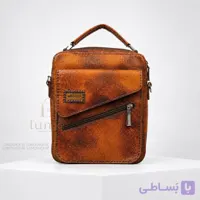 کیف دوشی چرم طبیعی (چرم شتر، جیب‌های متعدد، ابعاد 22 در 18) | فروشگاه لومو