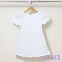 پیراهن دخترانه سفید پفکی وارداتی بنگلادش