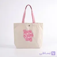 توت بگ کتان طرحدار دسته رنگی