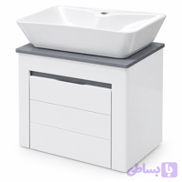 روشویی کابینتی pvc ضد اب ۴۰در۶۰سفید طوسی با کاسه مسطتیل