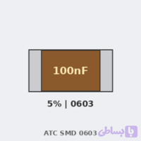 خازن SMD 100nF (0.1µF) - دقت 5% - پکیج 0603