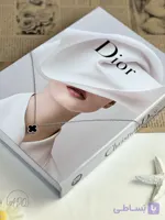 گردنبند ونکلیف مشکی نقره ای تک گل
