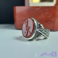 انگشتر نقره مردانه عقیق سرخ با حکاکی دست استاد فتح عیار 925 (کد EHITI)