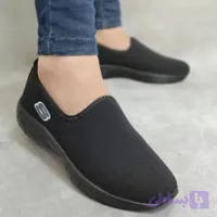 کتانی مردانه اسکیچرز مدل جورابی رویه کتان استریچ رنگ مشکی