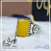 انگشتر نقره مردانه طرح رهبری مشبک با نگین شرف الشمس