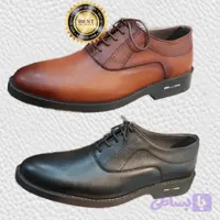 کفش مجلسی مردانه چرم درجه 1 مدل زاگرس مشکی قهوه ای (کد L3O1P)