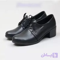 کفش زنانه مجلسی اداری مدل ملودی مشکی چرم پاشنه 5 سانت زیره سبک طبی سایز استاندارد (کد F39MH)