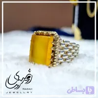 انگشتر نقره مردانه طرح زنجیر با نگین شرف الشمس (کد J9V5C)