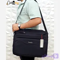 کیف اداری لپتاپی 3 کاره بنلتون جنس دیبا ضخیم مشکی (کد 79ITD)