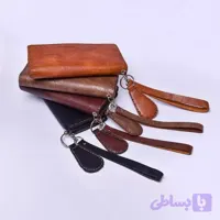 کیف پول و موبایل چرم چندکاره مدل کیهان قهوه ای روشن جای کارت سیم کارت دسته کلید جدا (کد GBBPV)