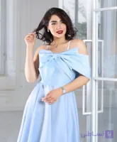 پیراهن مجلسی ساتن امریکایی پاپیونی مدل(لارا)