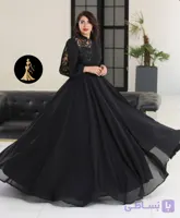 پیراهن مجلسی زنانه کرپ حریر و خرج کار مدل (گلرخ)