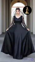 پیراهن مجلسی ساتن امریکایی سنگدوزی شده مدل (دنیز)