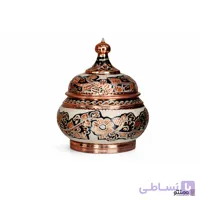 قندان مسی نقره کوب دهنه 12 سانتی متر