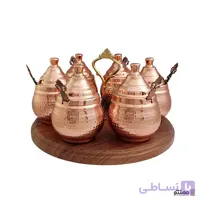 ست 7 عددی جا ادویه مسی مدل دایره با استند چوبی