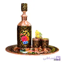 سرویس شربت خوری مینیاتوری گل و مرغ آقاجانی باکس چرم