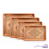 سینی مسی مستطیلی زنجان سیاه قلم بدون دسته و پایه