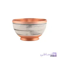 کاسه رنگی پایه دار مسی رنگ سفید نقره ای